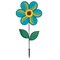 In the Breeze 19 Inch Teal Sunflower Wind Spinner with Leaves - Includes Ground Stake - Colorful Flower for your Yard and Garden